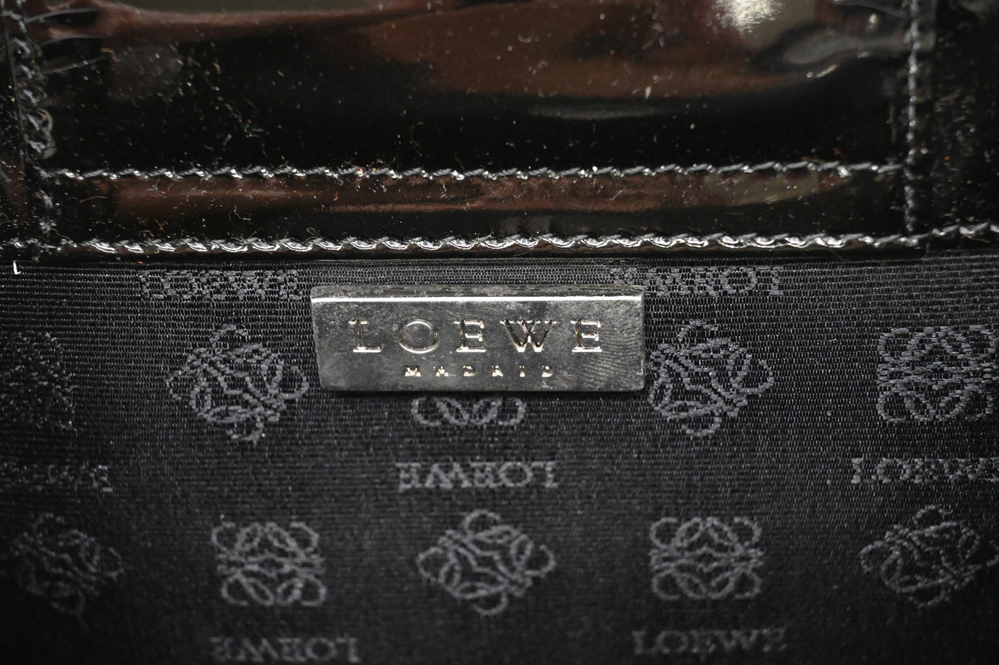 Loewe Two Way Bag in Black Patent Leather