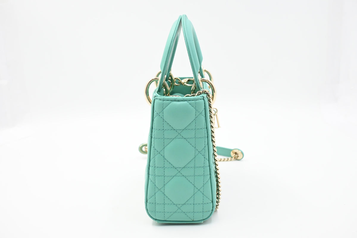 Dior Mini Lady Dior in Aquamarina Cannage Leather