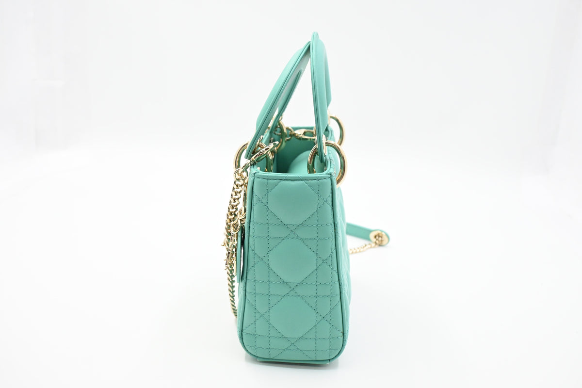 Dior Mini Lady Dior in Aquamarina Cannage Leather