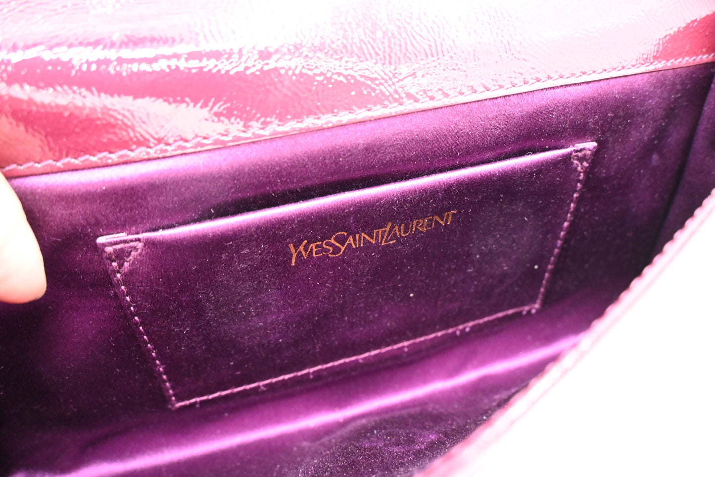 Yves Saint Laurent Clutch in Bordeaux Patent Leahter