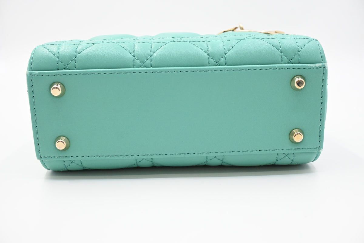 Dior Mini Lady Dior in Aquamarina Cannage Leather
