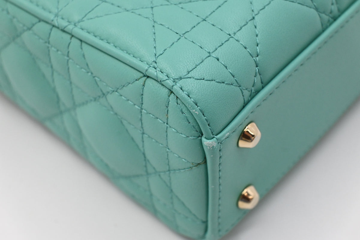 Dior Mini Lady Dior in Aquamarina Cannage Leather