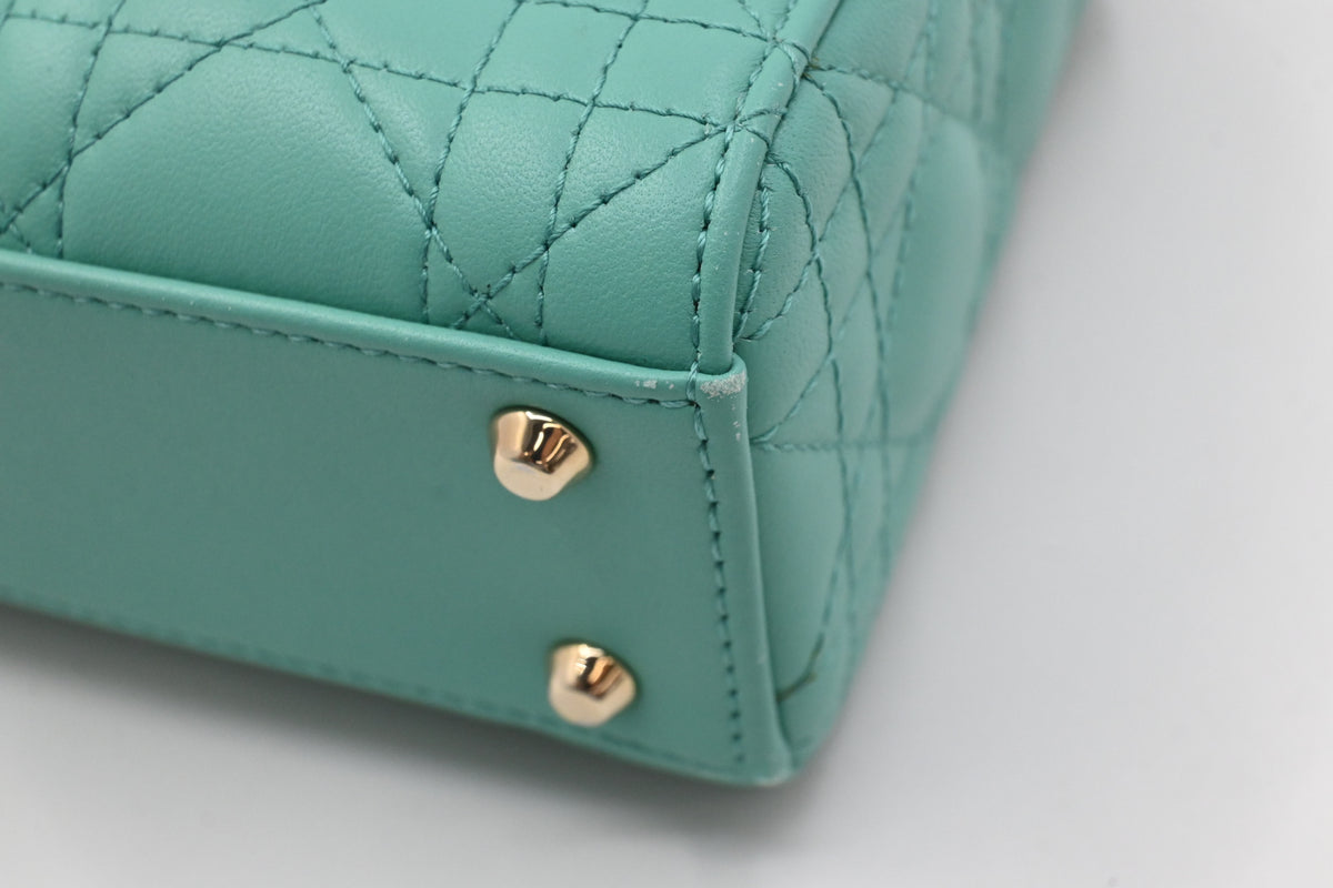 Dior Mini Lady Dior in Aquamarina Cannage Leather