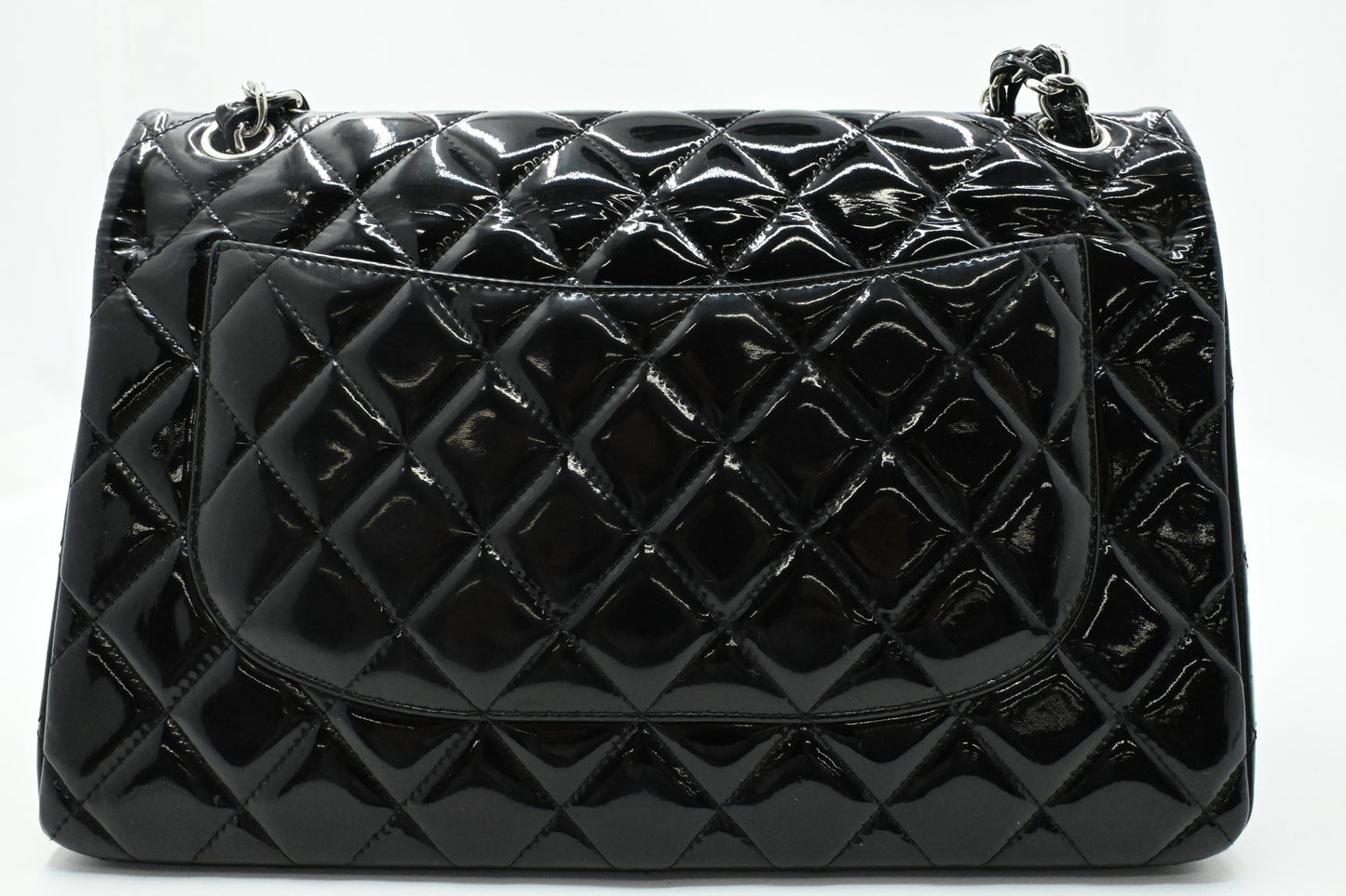 Chanel Jumbo Flap in Black Matelasse Patent Leather