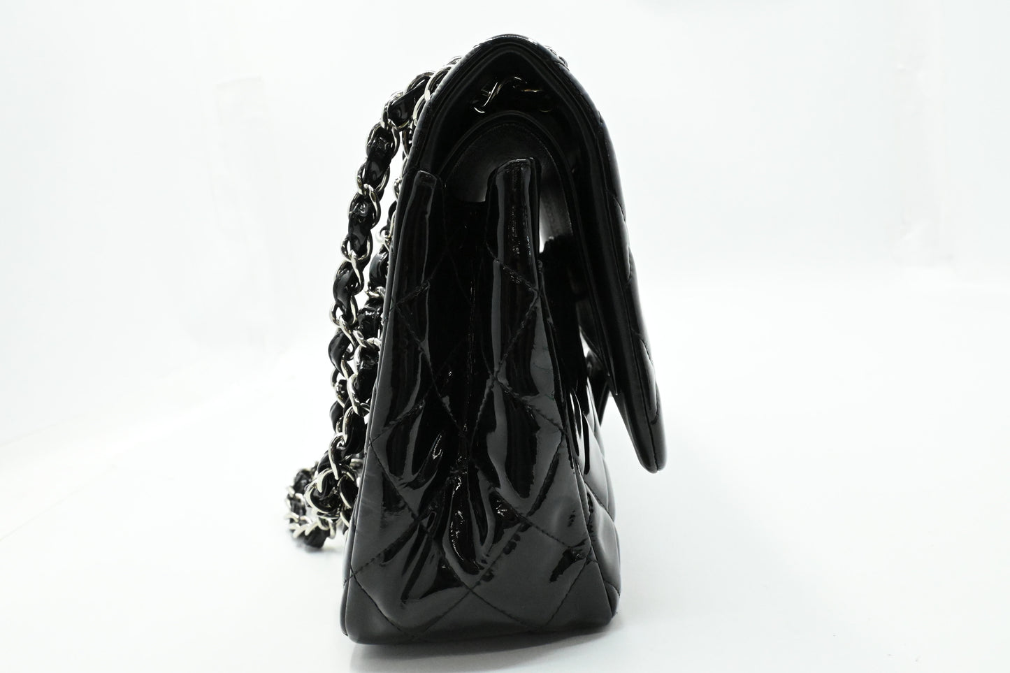 Chanel Jumbo Flap in Black Matelasse Patent Leather