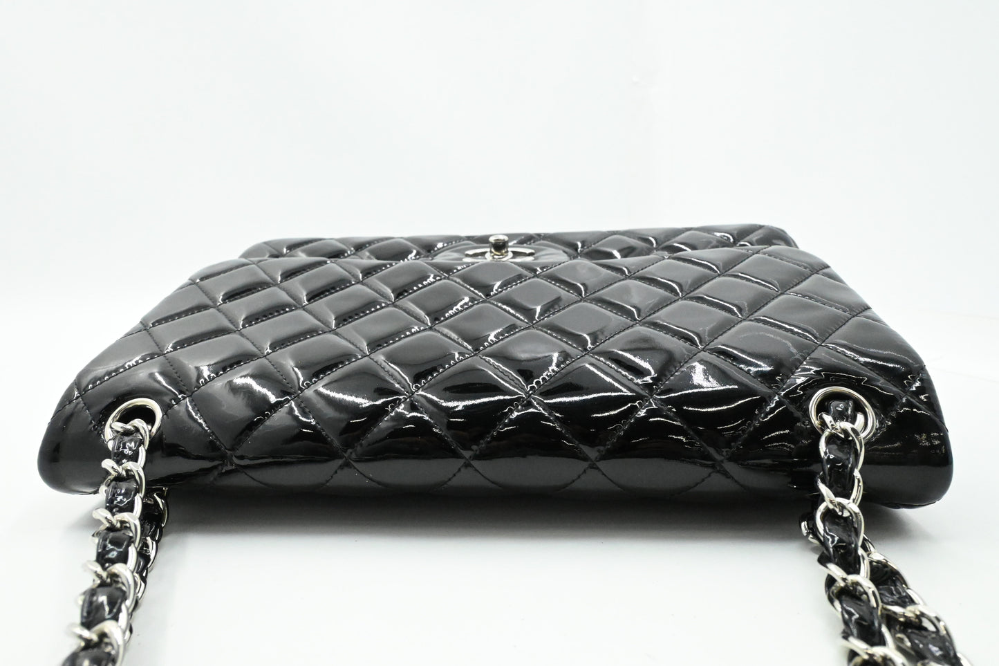 Chanel Jumbo Flap in Black Matelasse Patent Leather