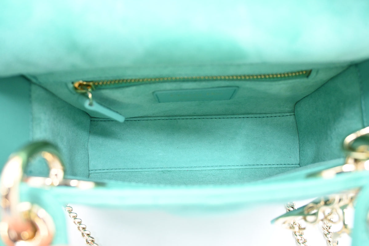 Dior Mini Lady Dior in Aquamarina Cannage Leather