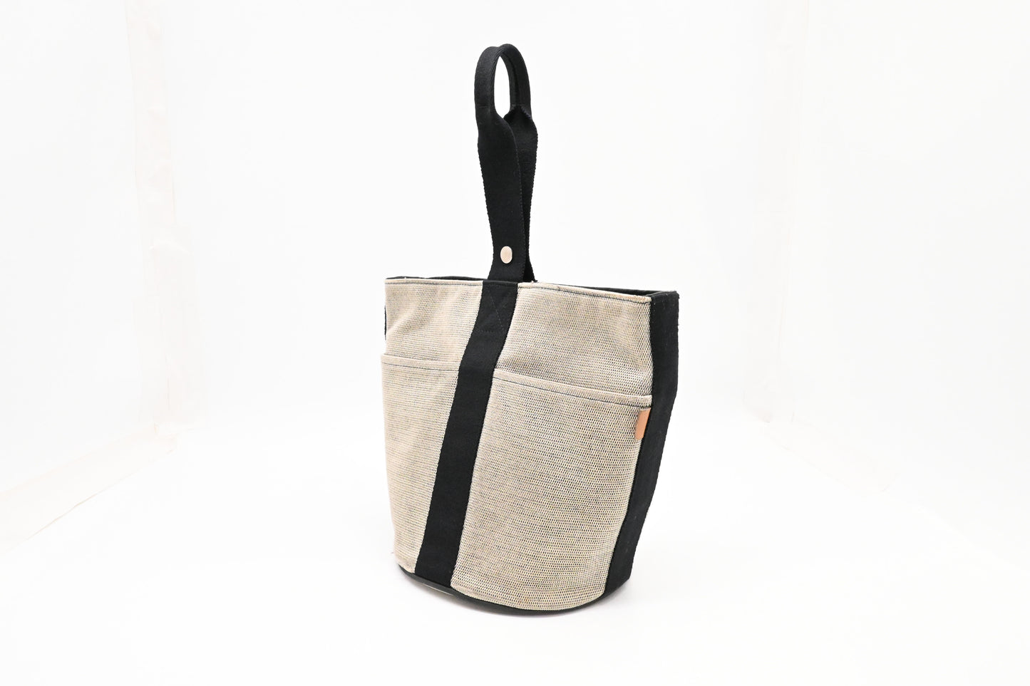 Hermes Saxo MM in Black and White Canvas