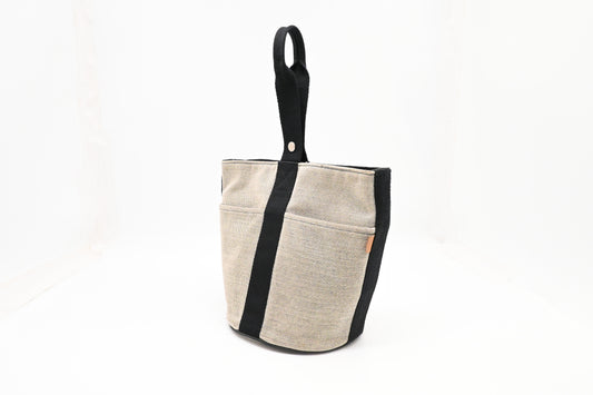 Hermes Saxo MM in Black and White Canvas