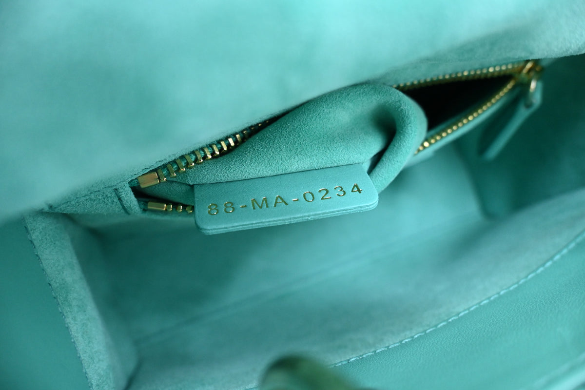 Dior Mini Lady Dior in Aquamarina Cannage Leather