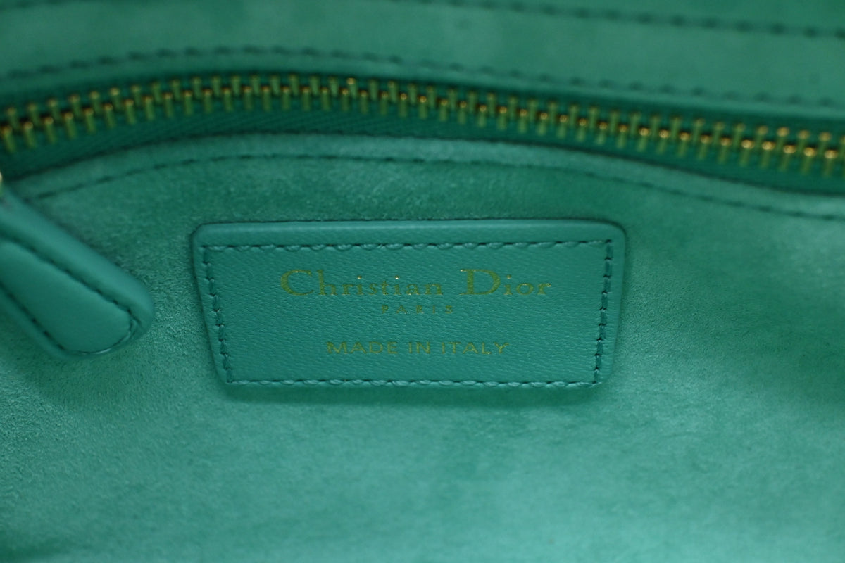 Dior Mini Lady Dior in Aquamarina Cannage Leather