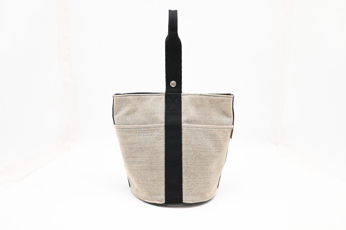 Hermes Saxo MM in Black and White Canvas