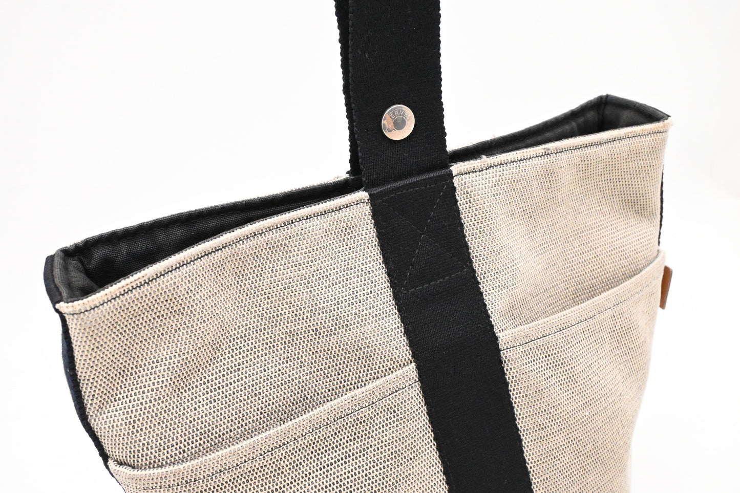 Hermes Saxo MM in Black and White Canvas