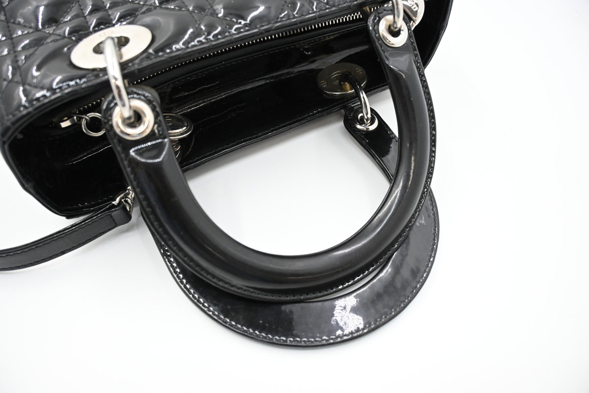 Dior Lady Dior in Black Cannage Patent Leather