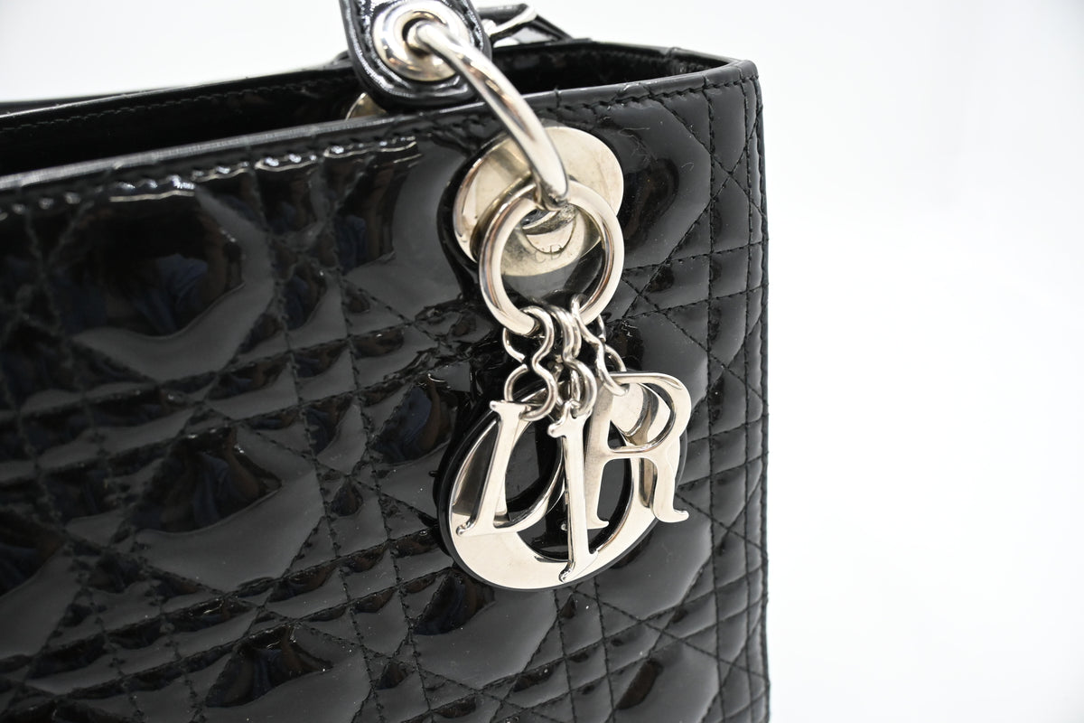Dior Lady Dior in Black Cannage Patent Leather