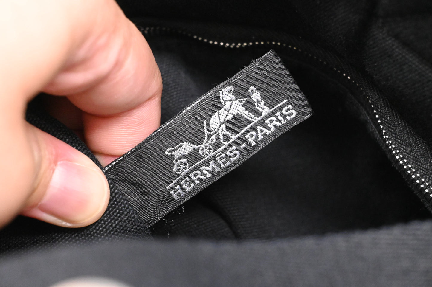 Hermes Saxo MM in Black and White Canvas