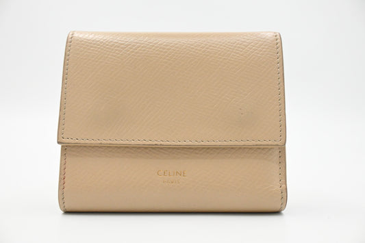 Celine Compact Wallet in Beige Leather
