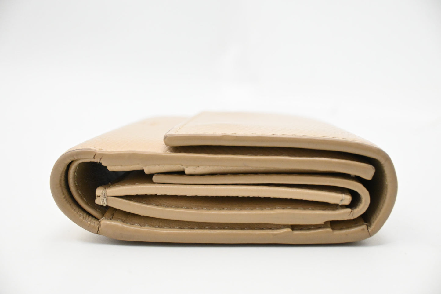 Celine Compact Wallet in Beige Leather