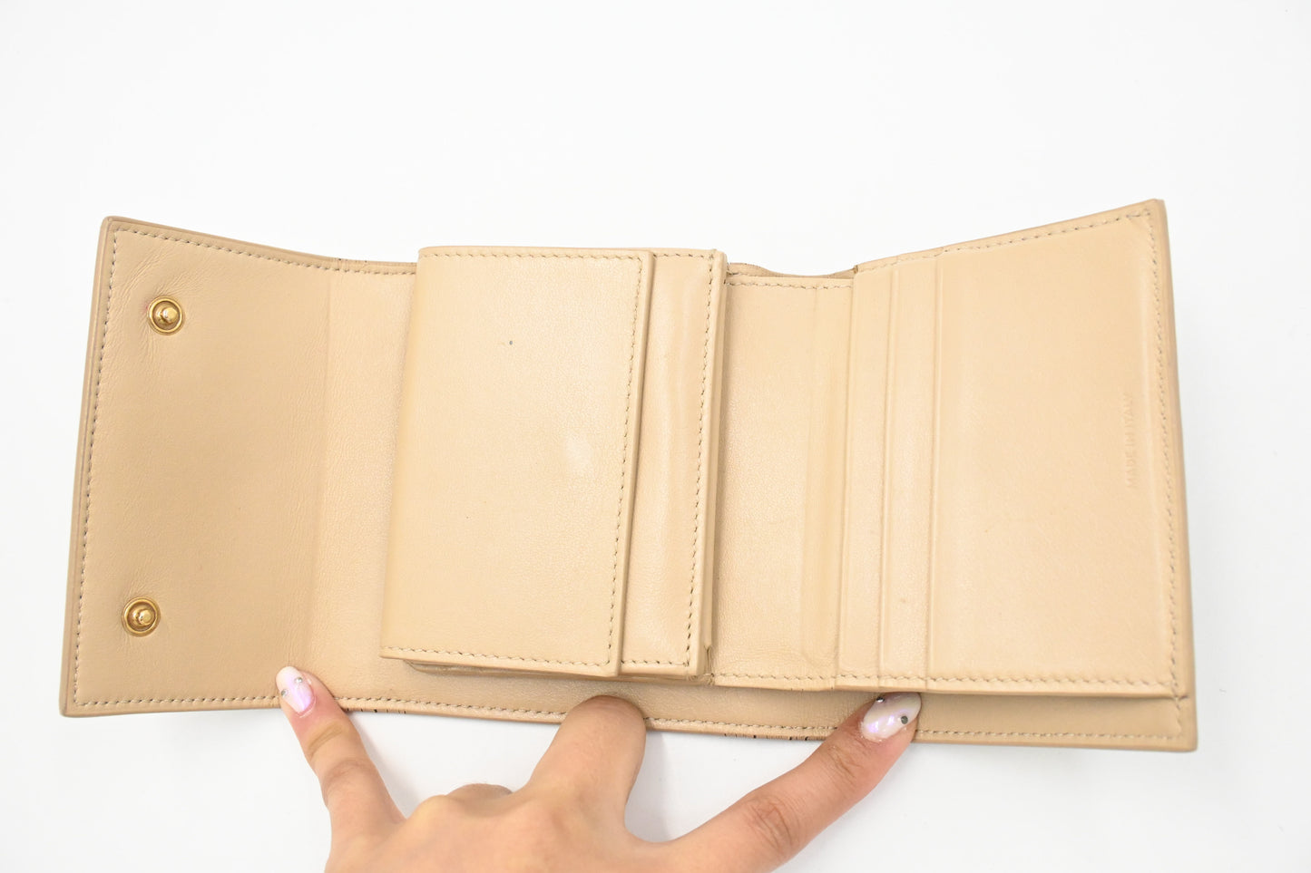 Celine Compact Wallet in Beige Leather