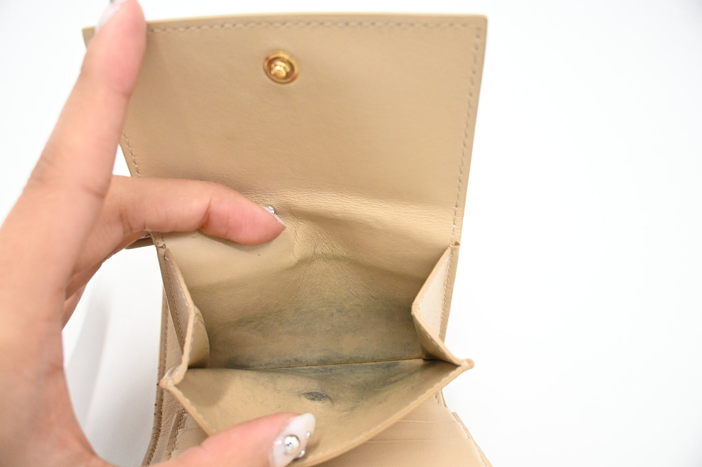 Celine Compact Wallet in Beige Leather