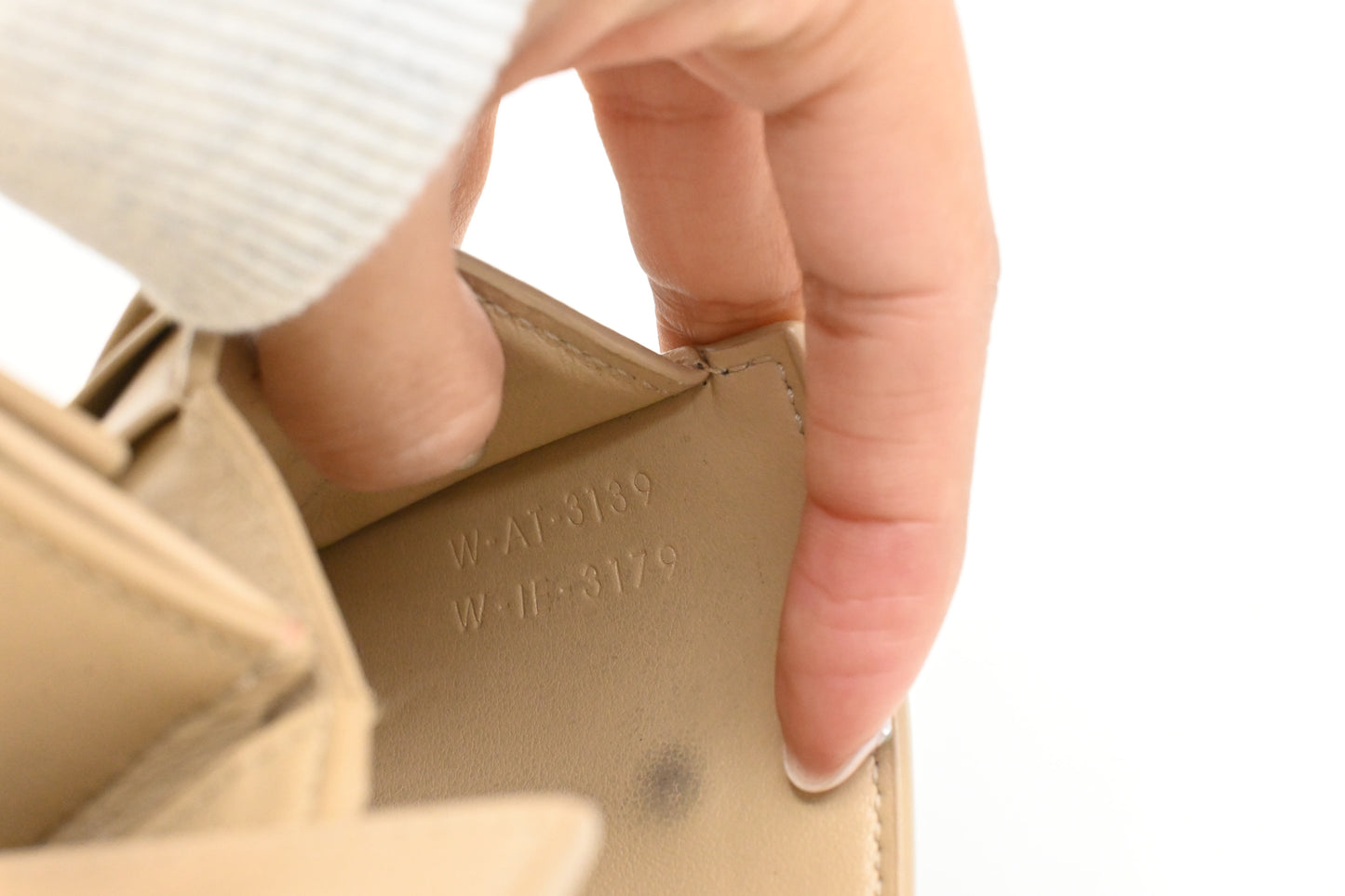 Celine Compact Wallet in Beige Leather