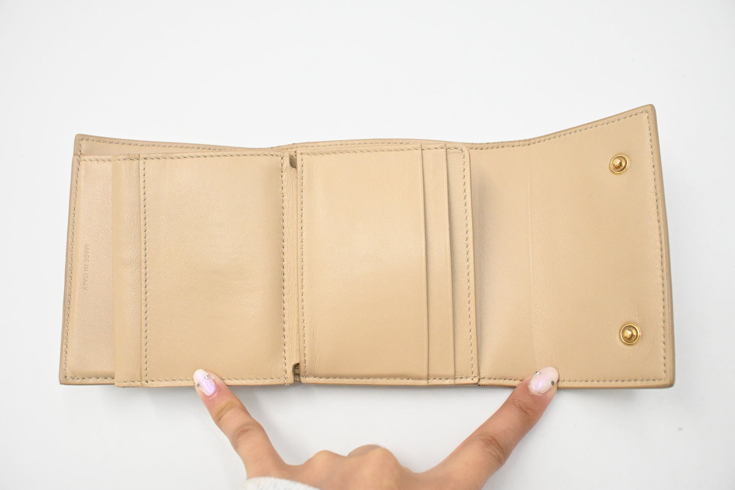 Celine Compact Wallet in Beige Leather