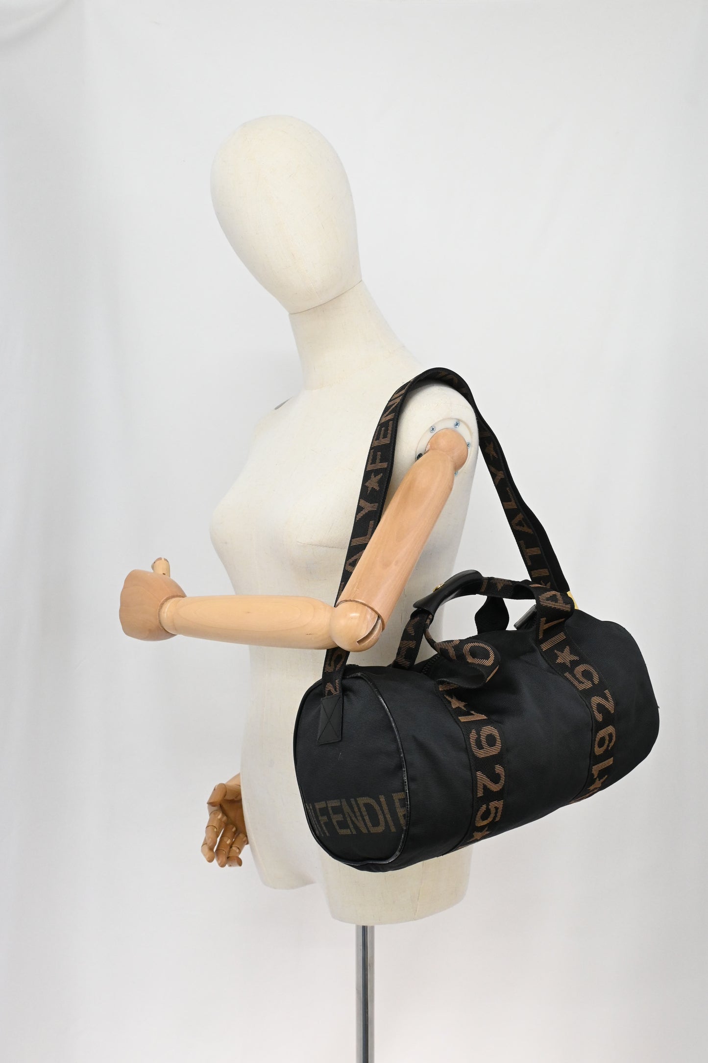 Fendi 2way Boston Bag in Black Canvas