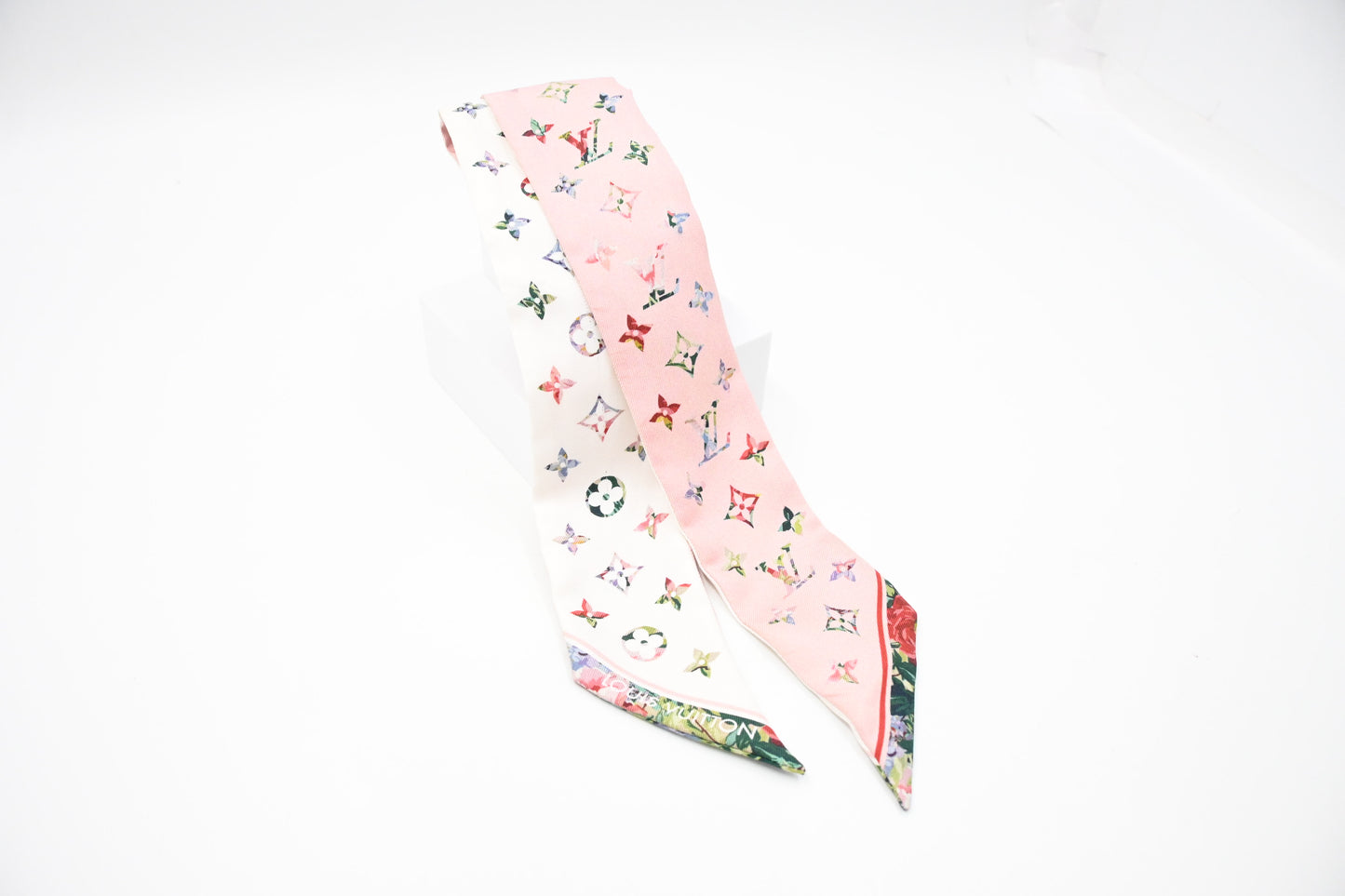 Louis Vuitton Bandeau in Pink and White Monogram Silk