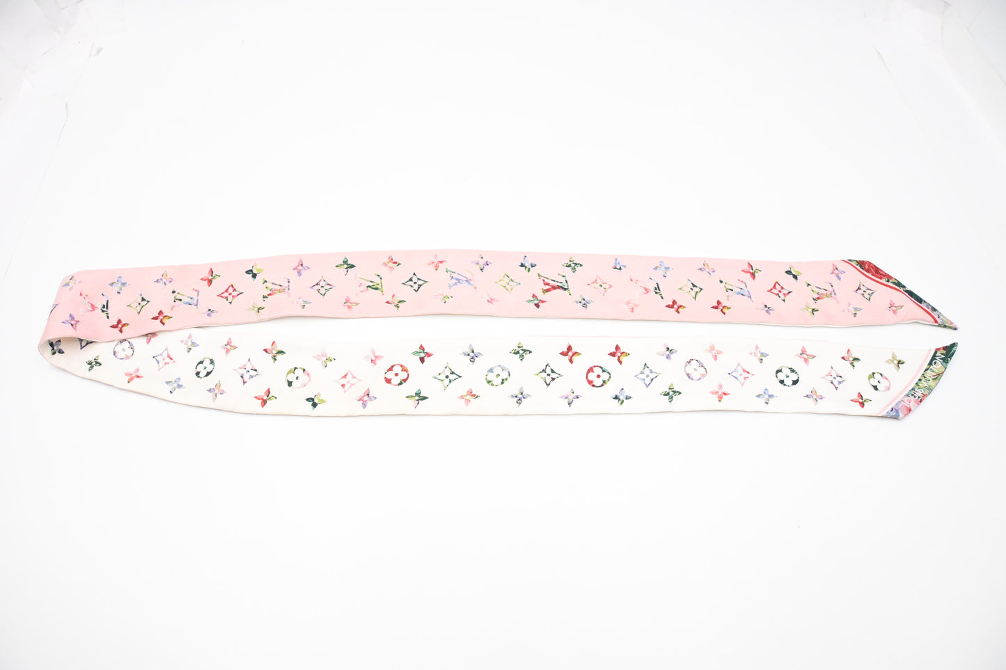 Louis Vuitton Bandeau in Pink and White Monogram Silk