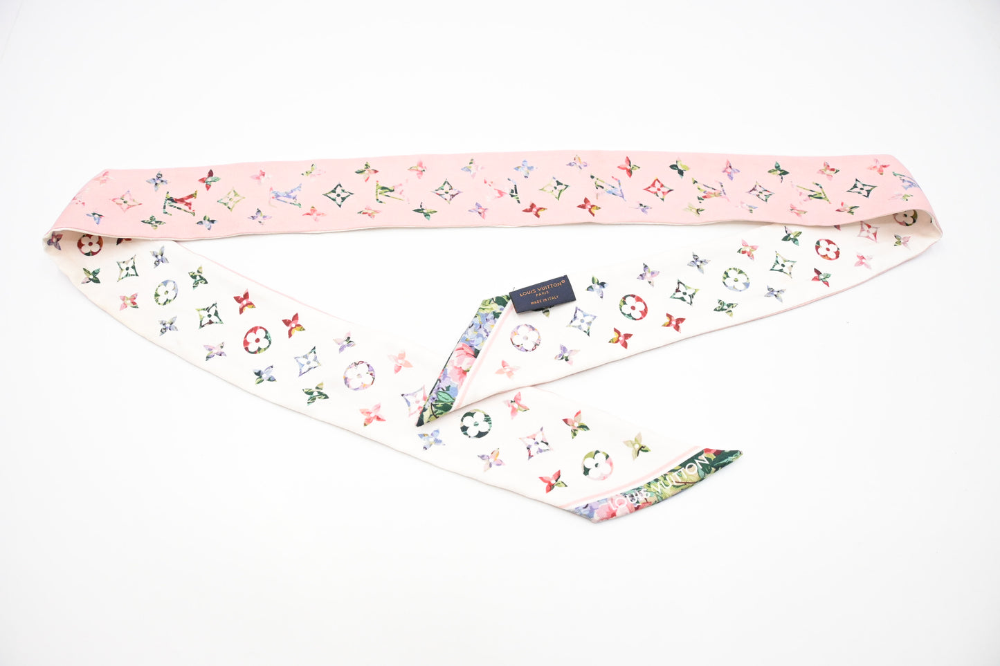 Louis Vuitton Bandeau in Pink and White Monogram Silk