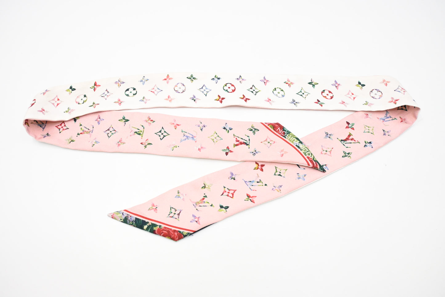 Louis Vuitton Bandeau in Pink and White Monogram Silk