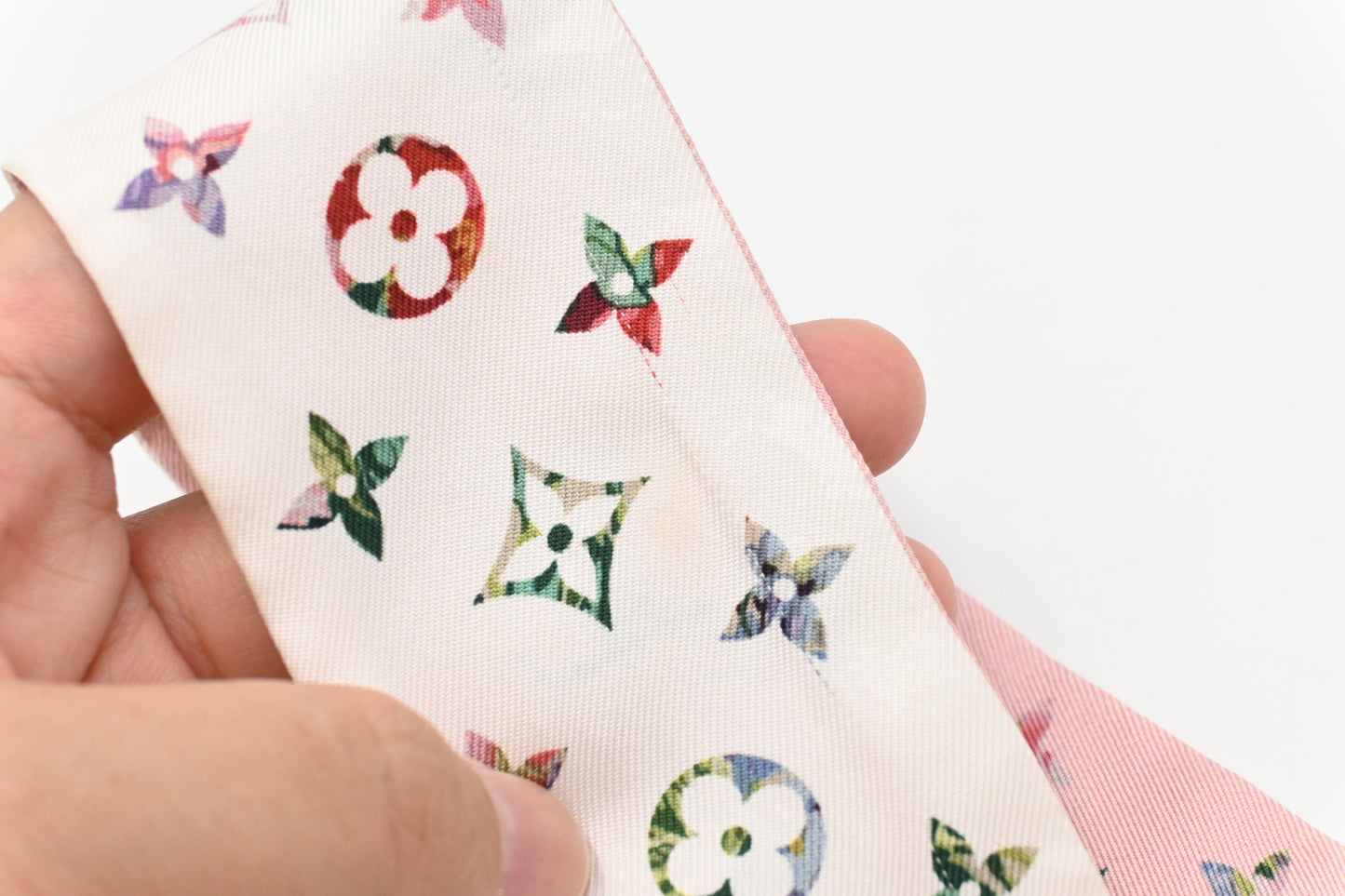 Louis Vuitton Bandeau in Pink and White Monogram Silk