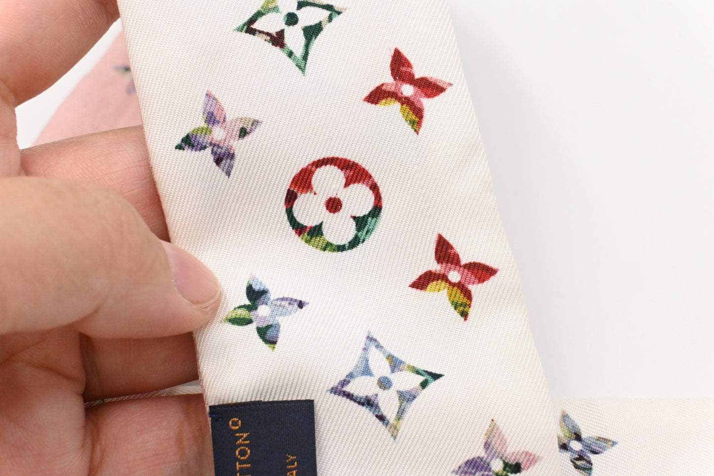 Louis Vuitton Bandeau in Pink and White Monogram Silk