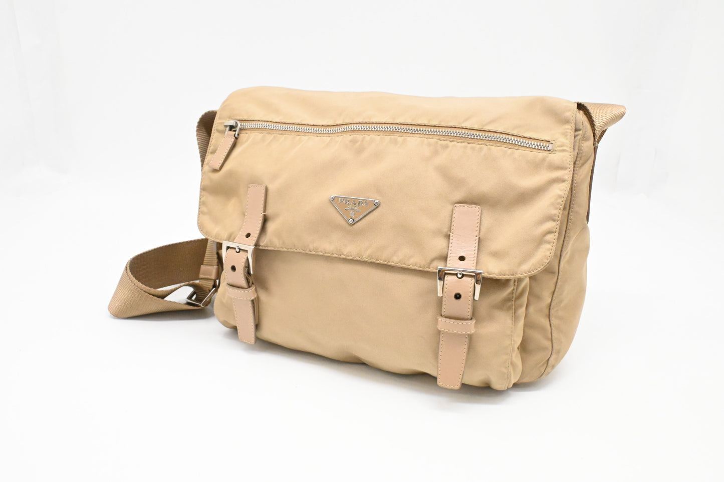 Prada Messenger Bag in Beige Nylon