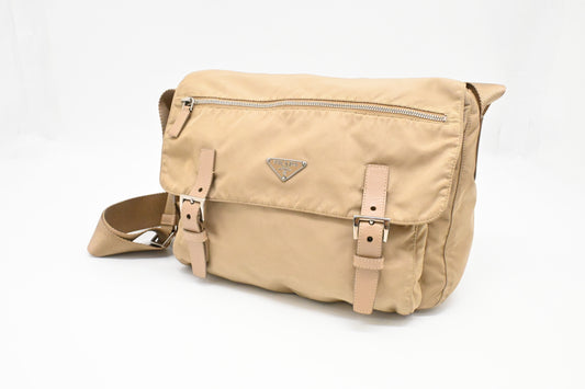 Prada Messenger Bag in Beige Nylon