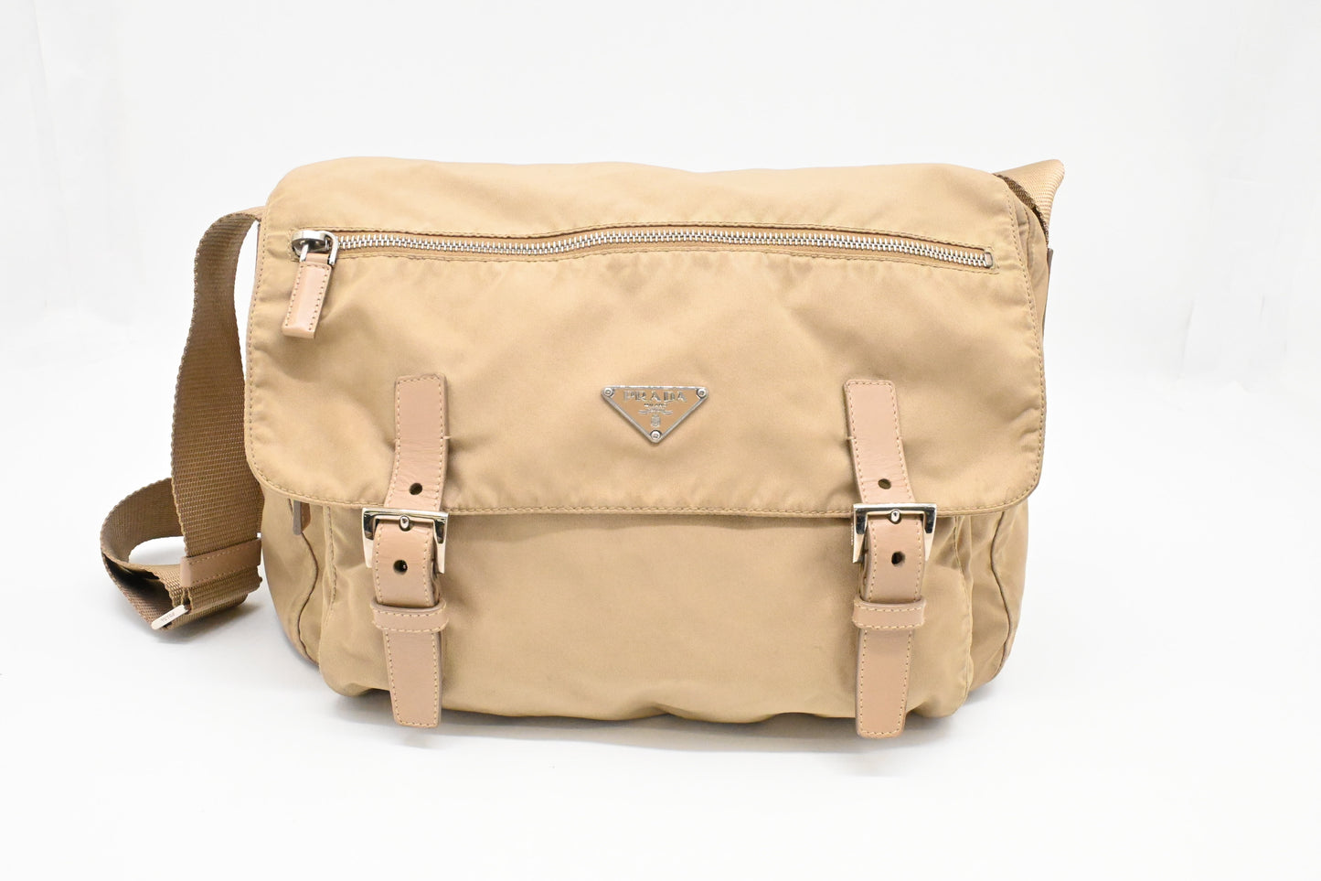 Prada Messenger Bag in Beige Nylon