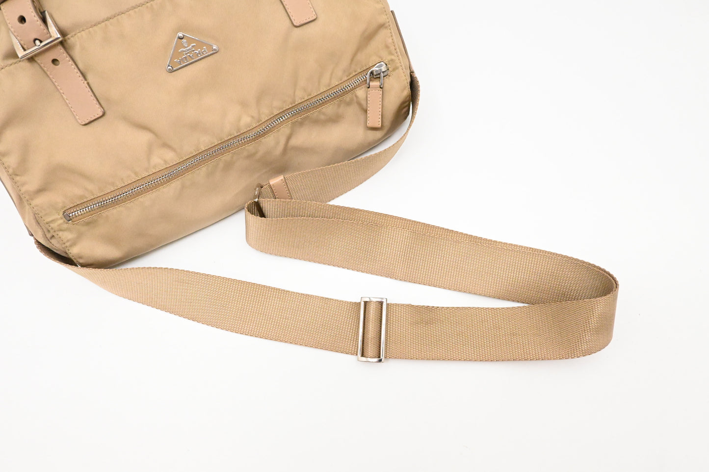 Prada Messenger Bag in Beige Nylon