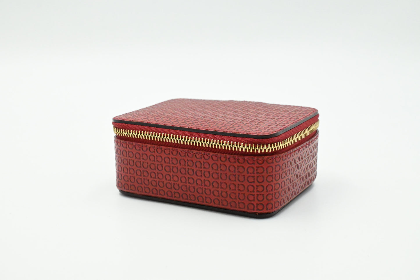 Ferragamo Cosmetic Bag in Red Gancini Leather