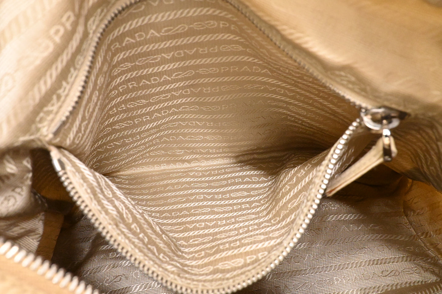 Prada Messenger Bag in Beige Nylon