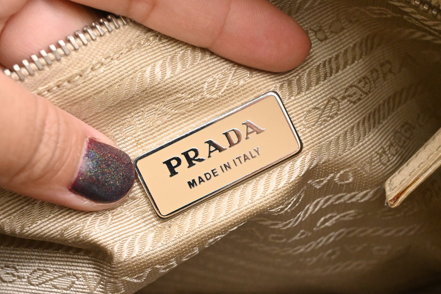 Prada Messenger Bag in Beige Nylon