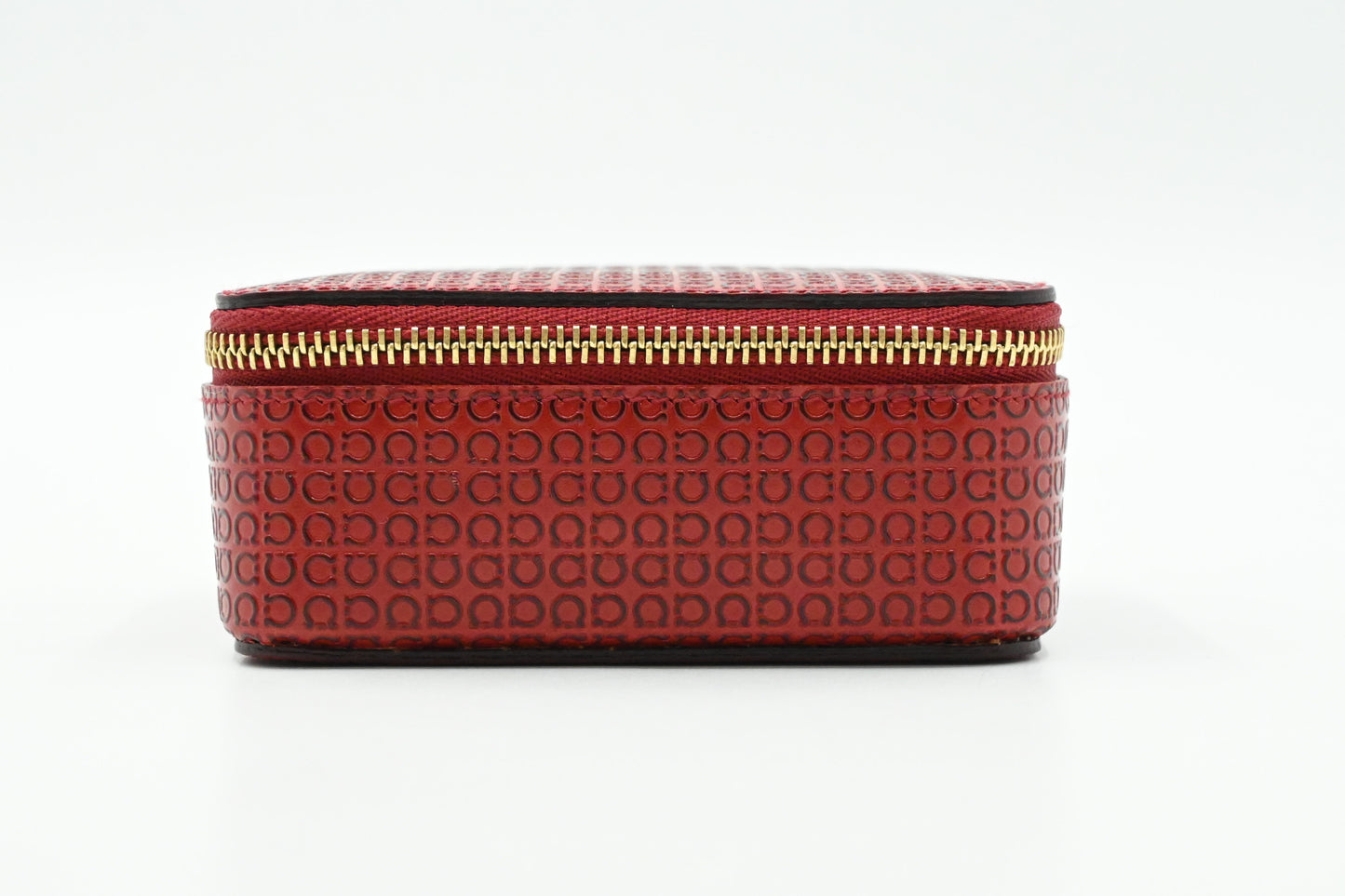 Ferragamo Cosmetic Bag in Red Gancini Leather