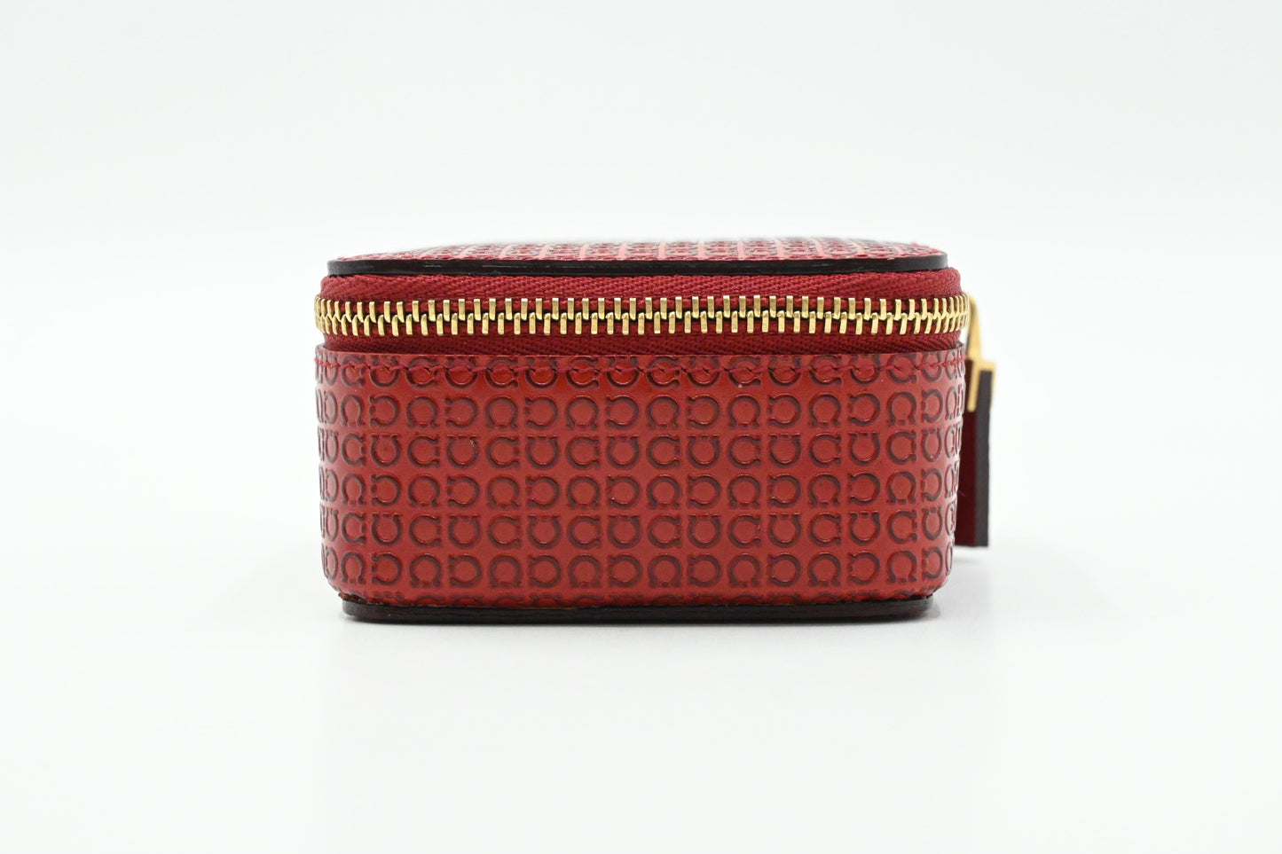 Ferragamo Cosmetic Bag in Red Gancini Leather