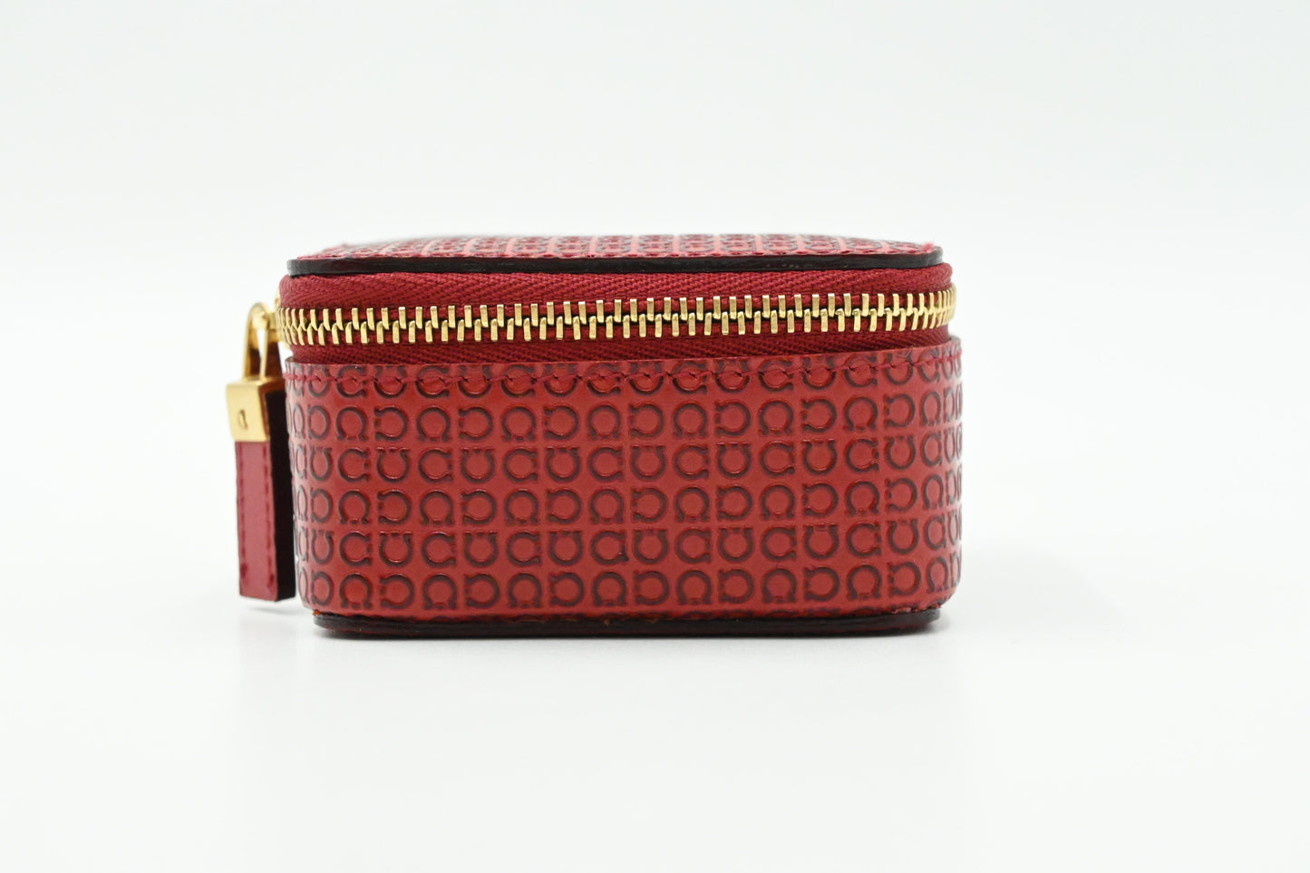 Ferragamo Cosmetic Bag in Red Gancini Leather