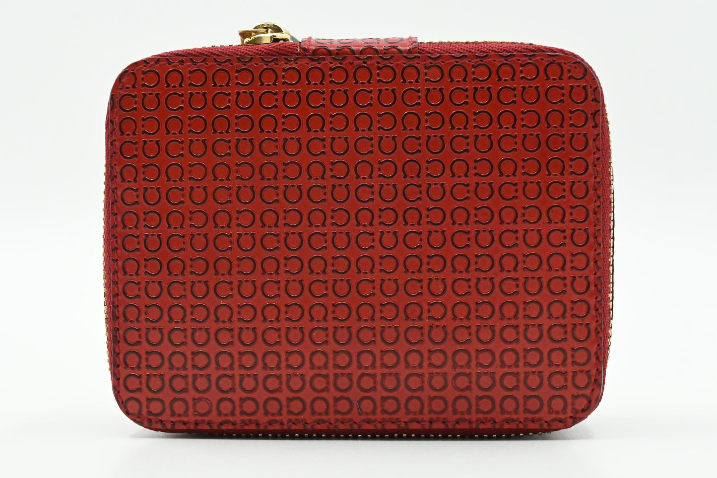 Ferragamo Cosmetic Bag in Red Gancini Leather
