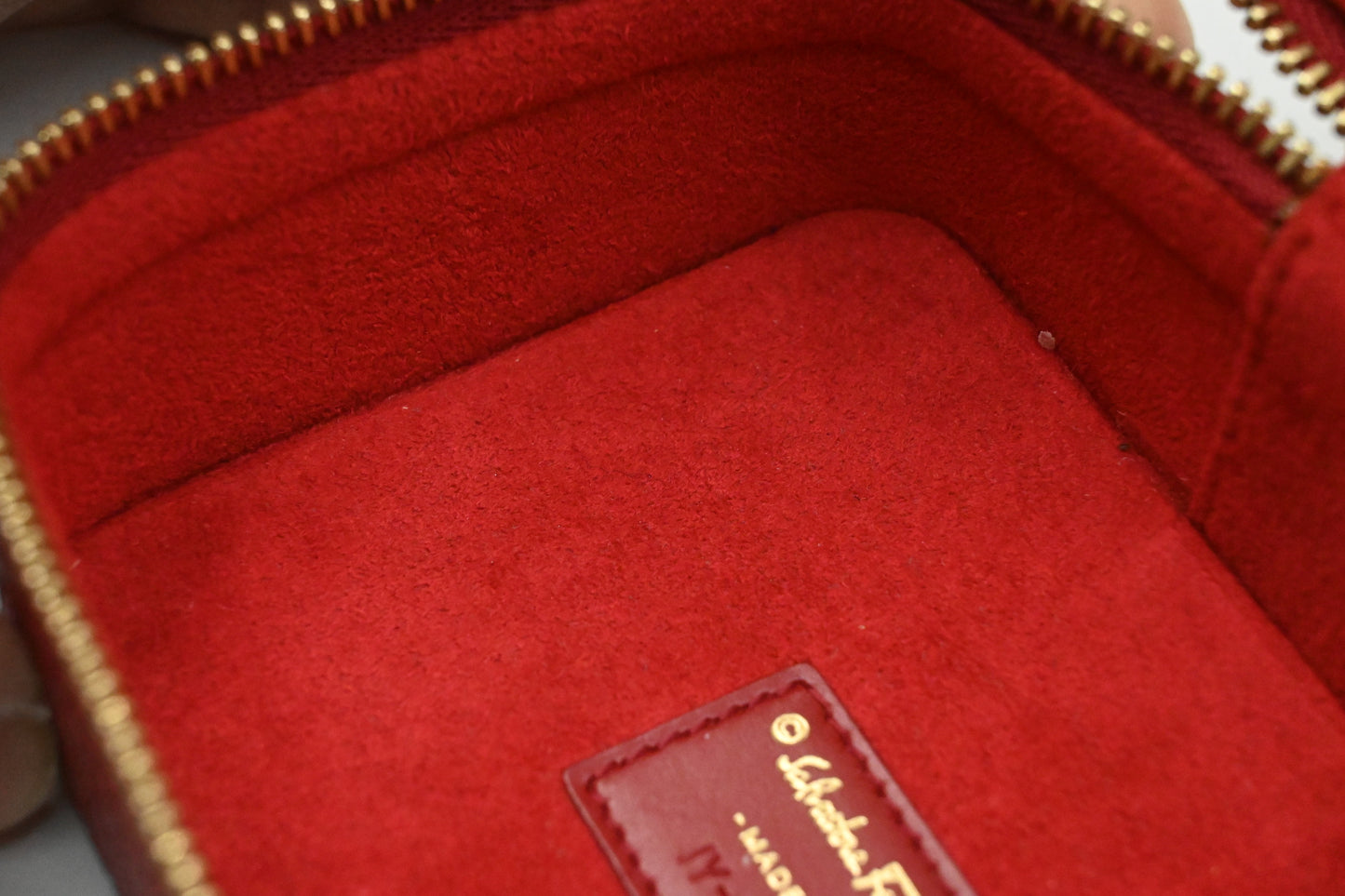Ferragamo Cosmetic Bag in Red Gancini Leather