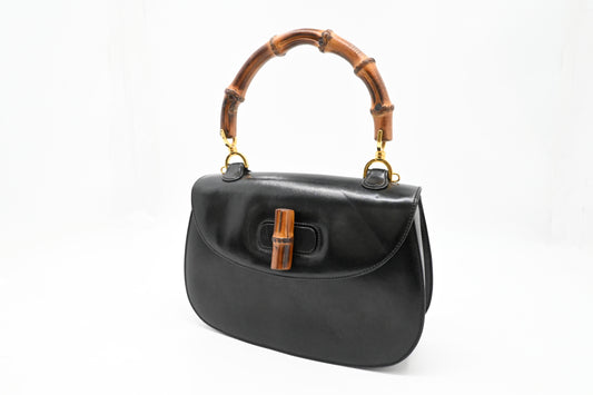 Gucci Since 1947 Bamboo Handbag in Black Leather