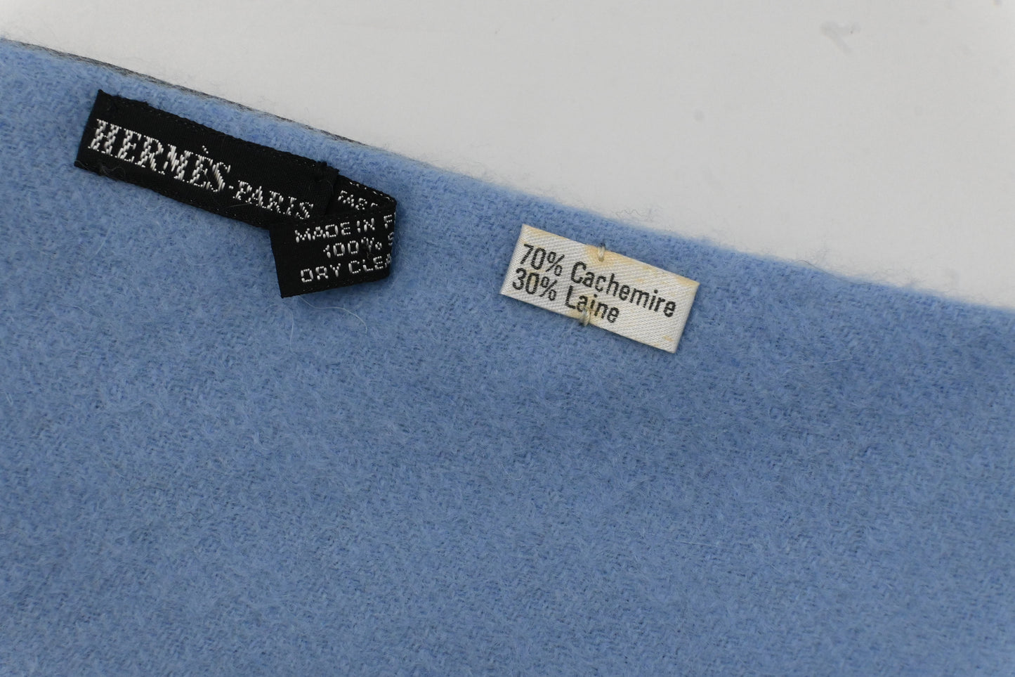 Hermes Scarf in Blue Silk, Cashmere and Wool