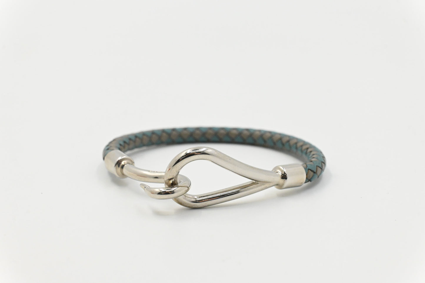 Hermes Jumbo Bracelet in Blue and Grey Leather