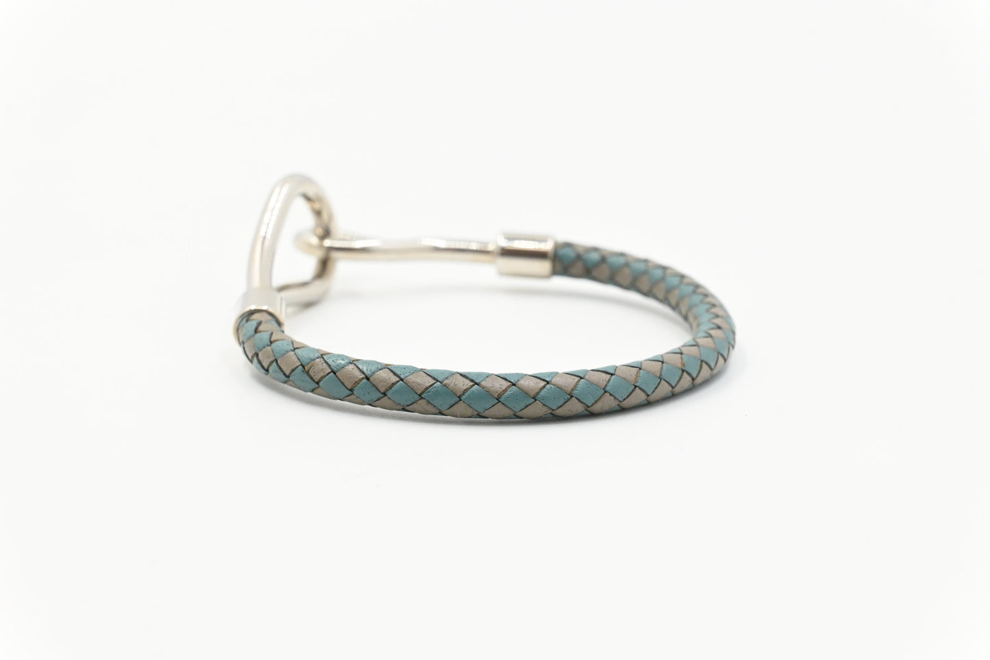 Hermes Jumbo Bracelet in Blue and Grey Leather