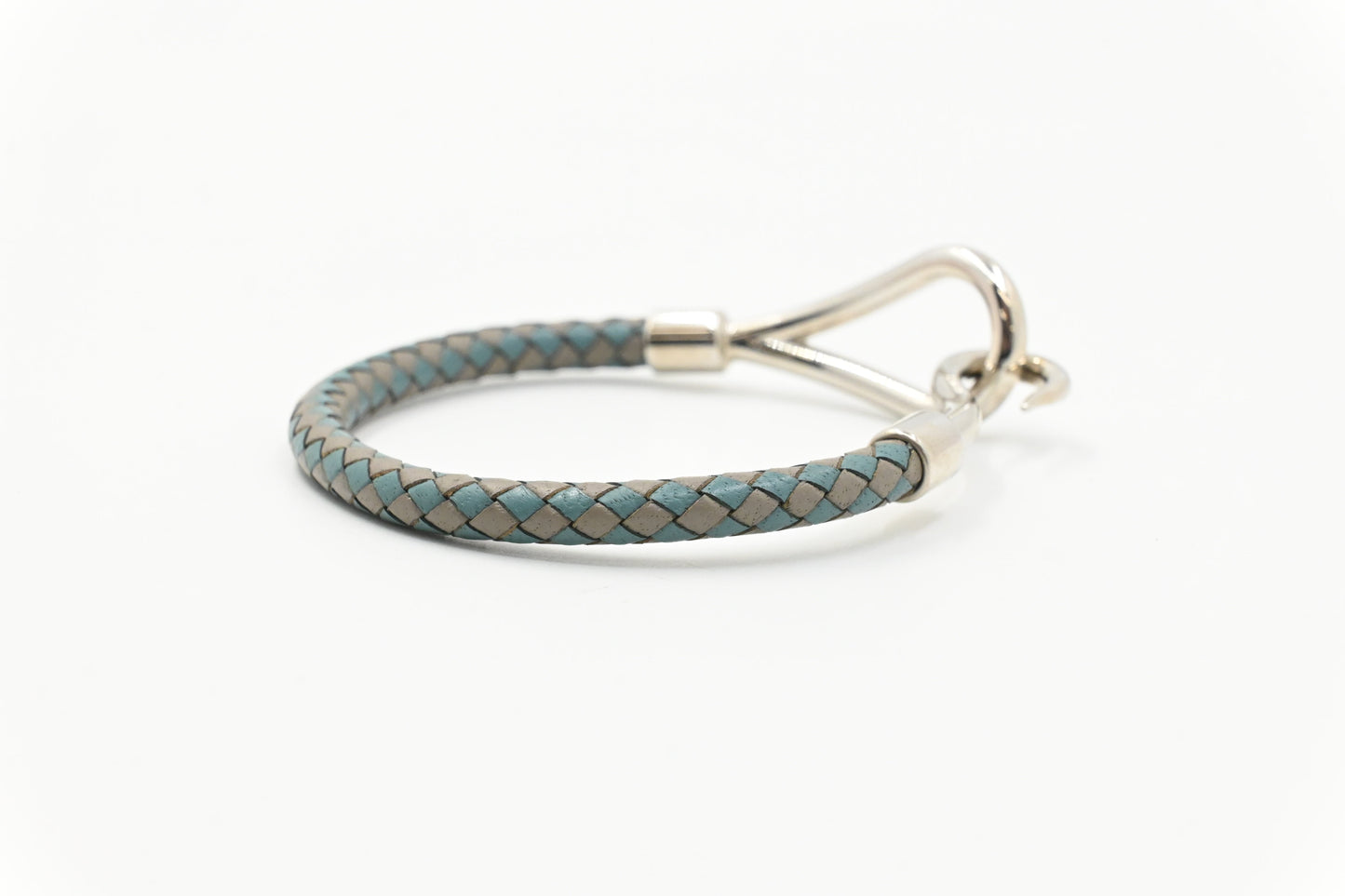 Hermes Jumbo Bracelet in Blue and Grey Leather